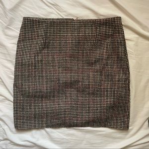 KOREAN plaid houndstooth beige brown H line high waisted skirt